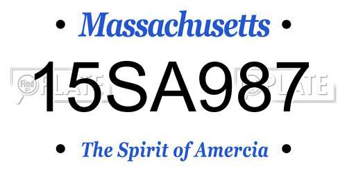 15SA987 Massachusetts License Plate