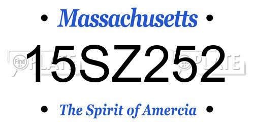 15SZ252 Massachusetts License Plate