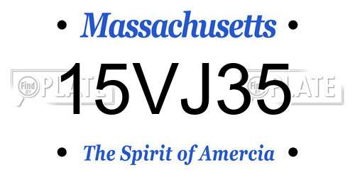 15VJ35 Massachusetts License Plate