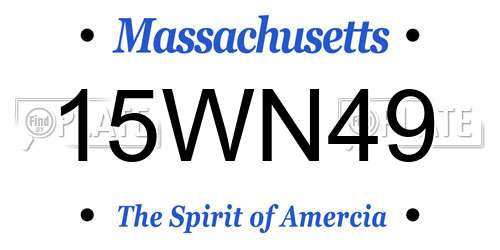 15WN49 Massachusetts License Plate