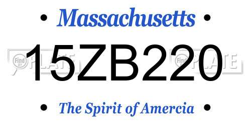 15ZB220 Massachusetts License Plate