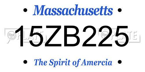 15ZB225 Massachusetts License Plate