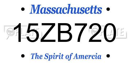 15ZB720 Massachusetts License Plate