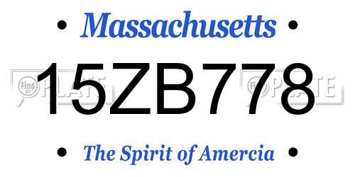 15ZB778 Massachusetts License Plate