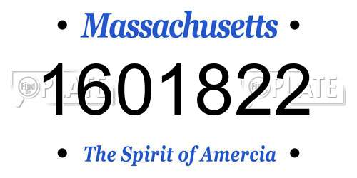 1601822 Massachusetts License Plate