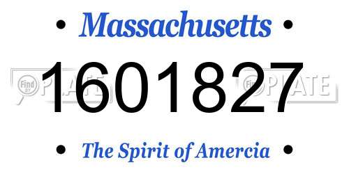 1601827 Massachusetts License Plate