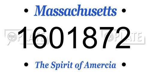 1601872 Massachusetts License Plate