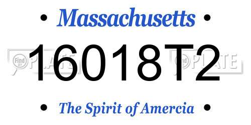 16018T2 Massachusetts License Plate