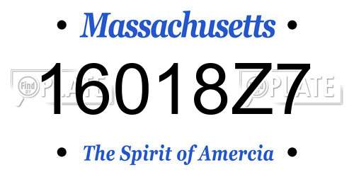 16018Z7 Massachusetts License Plate