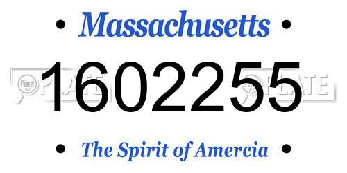 1602255 Massachusetts License Plate