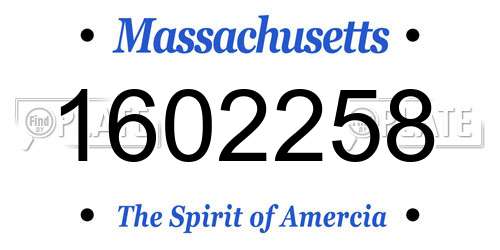 1602258 Massachusetts License Plate