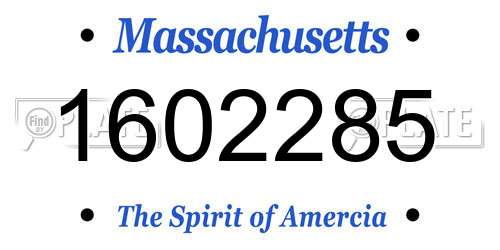 1602285 Massachusetts License Plate