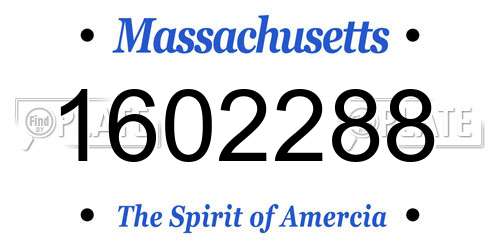 1602288 Massachusetts License Plate