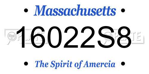 16022S8 Massachusetts License Plate