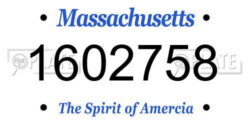 1602758 Massachusetts License Plate