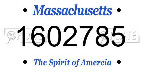 1602785 Massachusetts License Plate