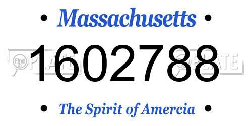 1602788 Massachusetts License Plate