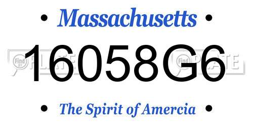 16058G6 Massachusetts License Plate