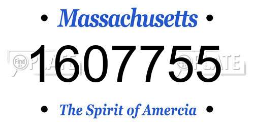 1607755 Massachusetts License Plate