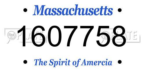 1607758 Massachusetts License Plate