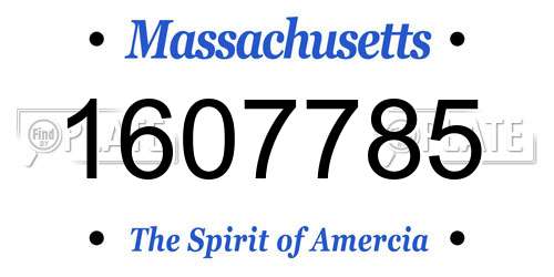 1607785 Massachusetts License Plate
