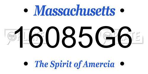 16085G6 Massachusetts License Plate