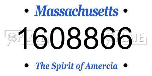 1608866 Massachusetts License Plate