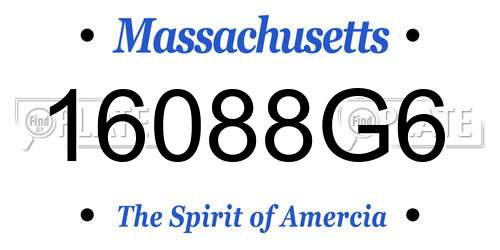 16088G6 Massachusetts License Plate