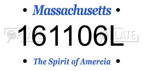 161106L Massachusetts License Plate