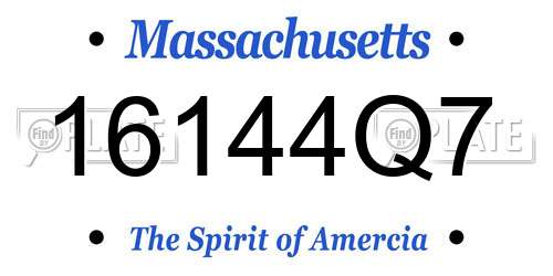16144Q7 Massachusetts License Plate