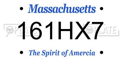 161HX7 Massachusetts License Plate