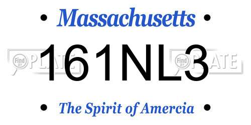 161NL3 Massachusetts License Plate