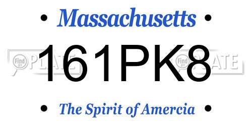 161PK8 Massachusetts License Plate