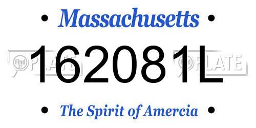 162081L Massachusetts License Plate