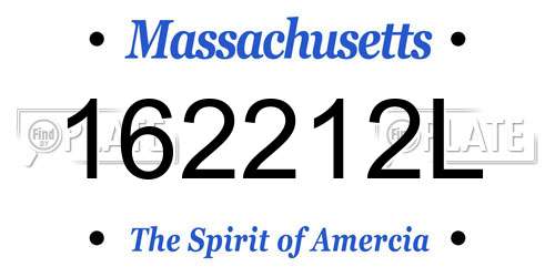 162212L Massachusetts License Plate