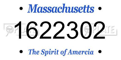 1622302 Massachusetts License Plate