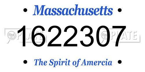 1622307 Massachusetts License Plate