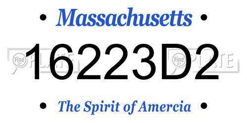 16223D2 Massachusetts License Plate