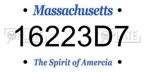 16223D7 Massachusetts License Plate