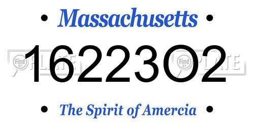 16223O2 Massachusetts License Plate