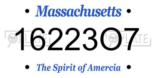 16223O7 Massachusetts License Plate