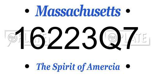 16223Q7 Massachusetts License Plate