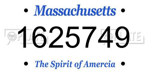 1625749 Massachusetts License Plate
