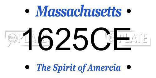 1625CE Massachusetts License Plate