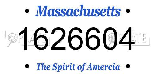 1626604 Massachusetts License Plate