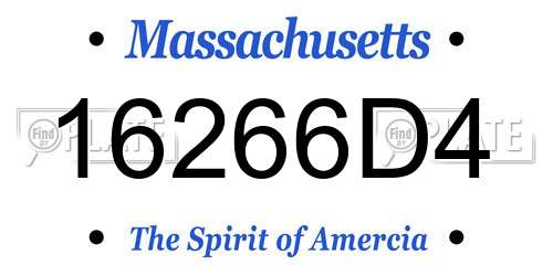 16266D4 Massachusetts License Plate