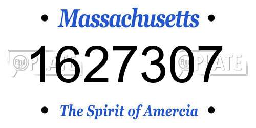 1627307 Massachusetts License Plate