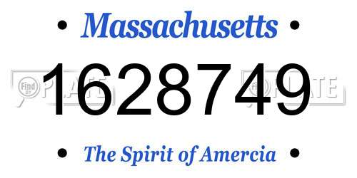 1628749 Massachusetts License Plate