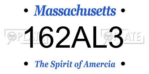 162AL3 Massachusetts License Plate