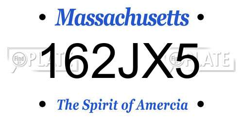 162JX5 Massachusetts License Plate